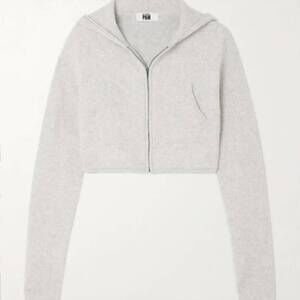 NEW RE/DONE women's pamela anderson cropped brushed organic cotton-blend hoodie